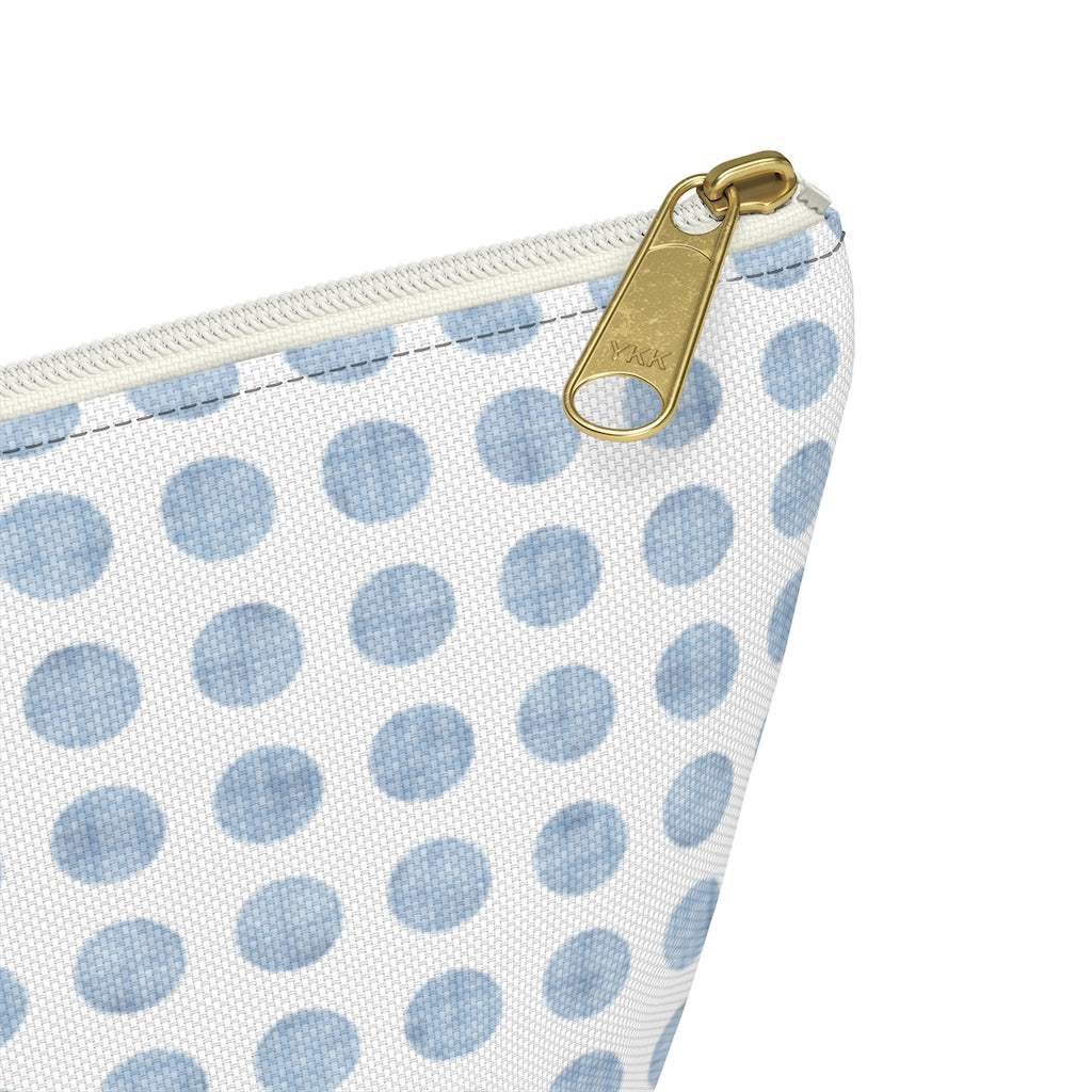 Textured Polka Dots Accessory Pouch w T-bottom in Aqua