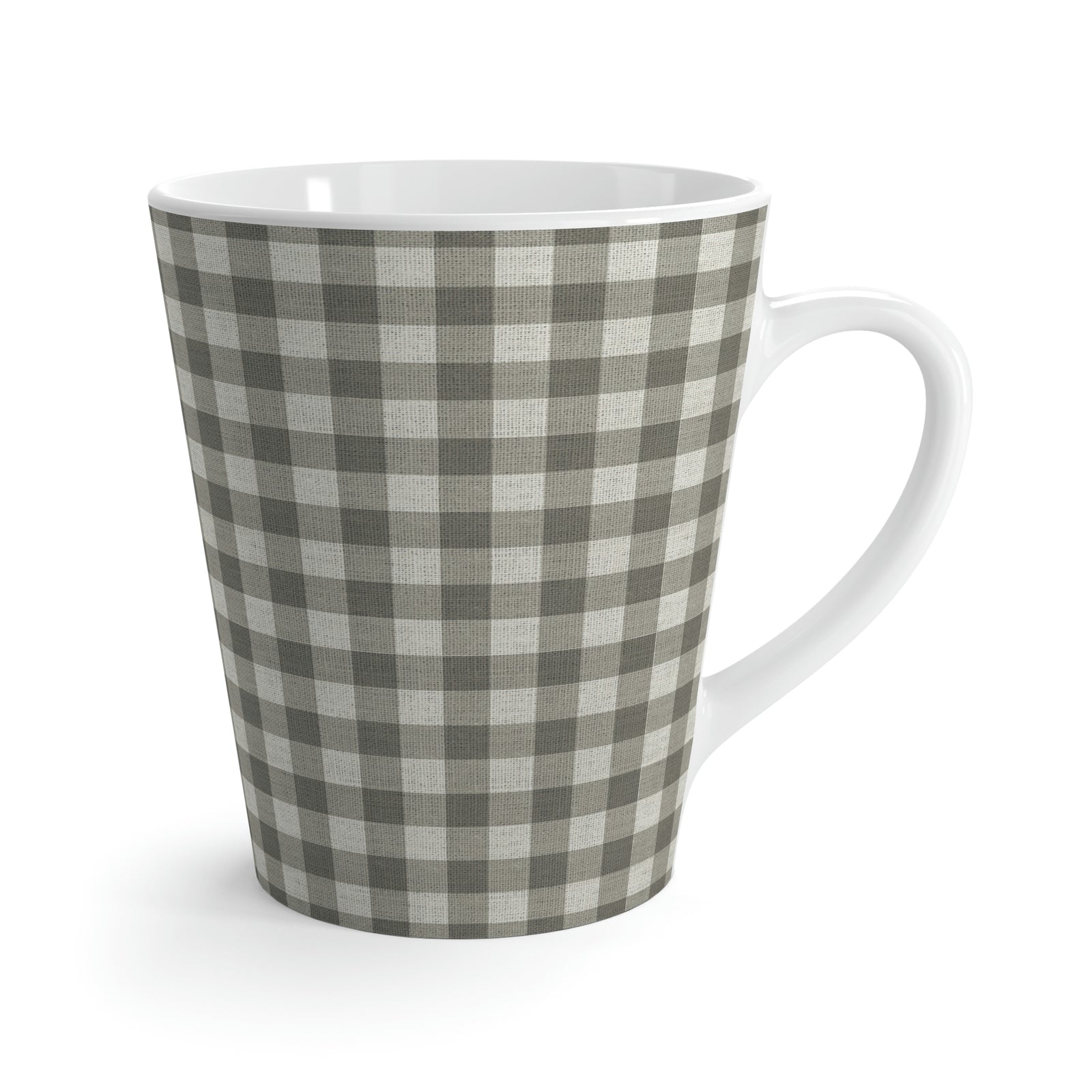Buffalo Plaid Latte Mug in Taupe