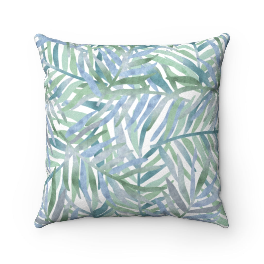 Tropic Square Throw Pillow in Aqua