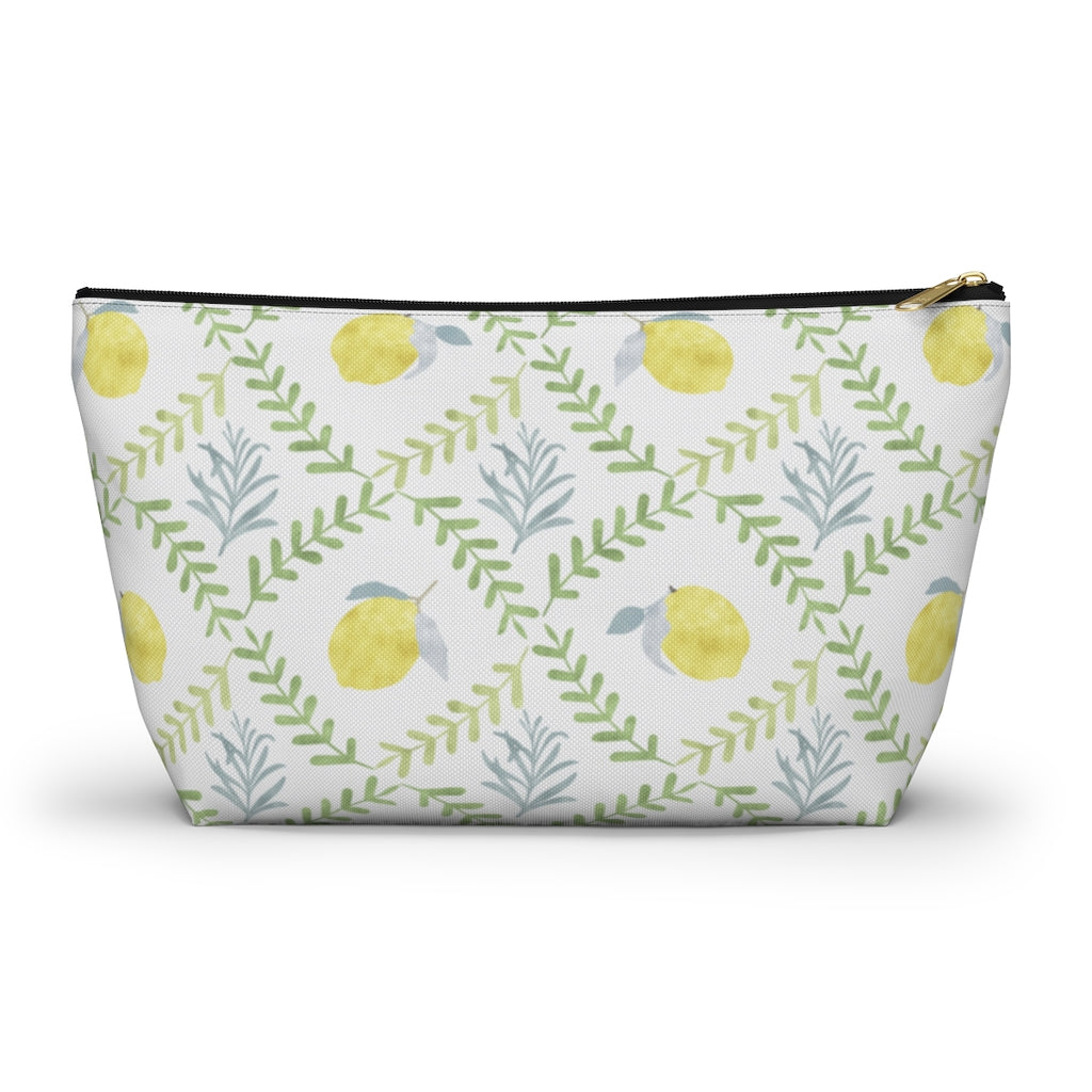 Lemon Tile Accessory Pouch w T-bottom in Green