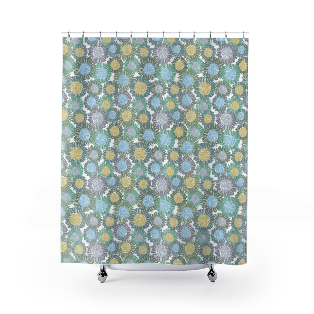 Sunflowers Shower Curtain in Aqua