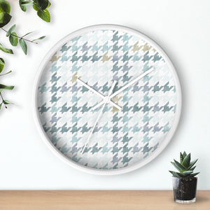 Plaid Houndstooth Wall Clock in Aqua