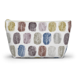 Watercolor Leaf Stamp Accessory Pouch w T-bottom in Purple