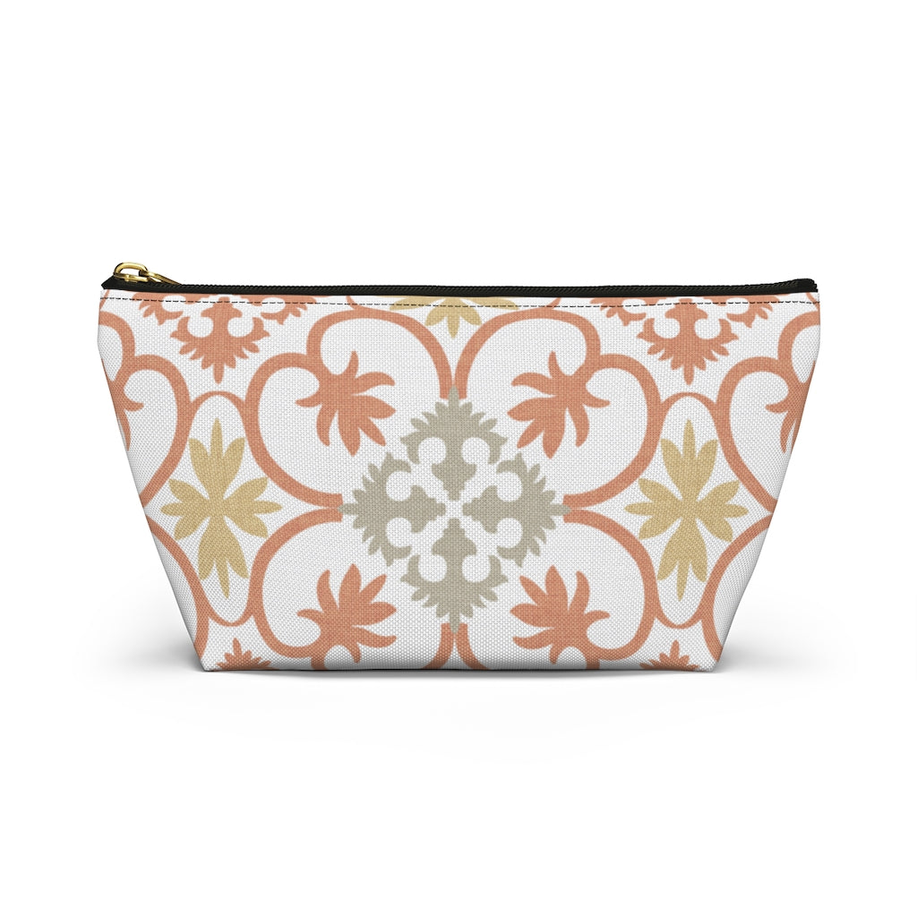 Portugal Tile Accessory Pouch w T-bottom in Orange