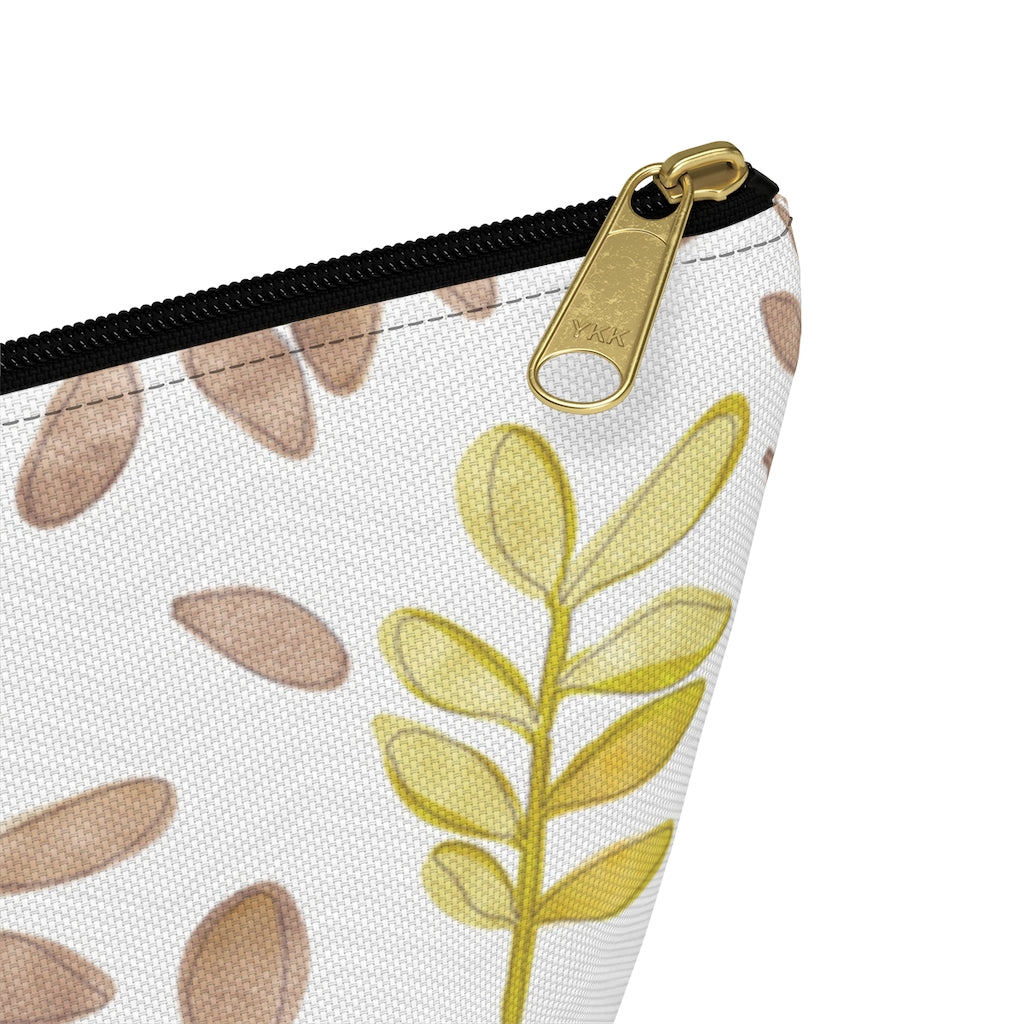 Watercolor Tossed Leaves Accessory Pouch w T-bottom in Red
