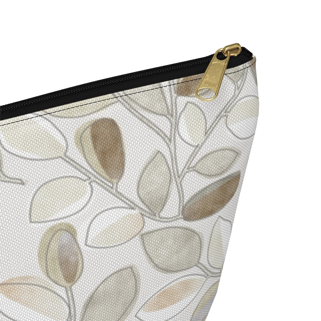 Cherry Plum Leaves Accessory Pouch w T-bottom in Brown
