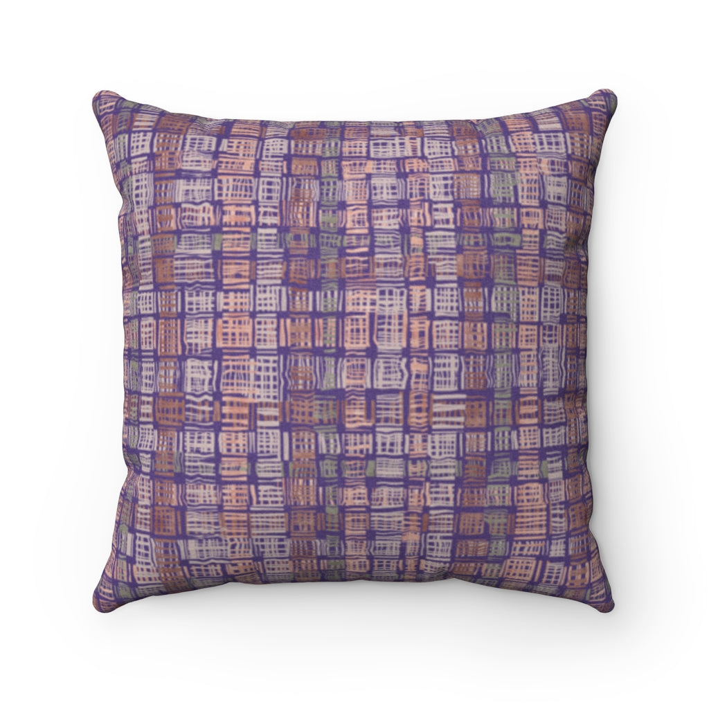 Textured Plaid Square Throw Pillow in Purple