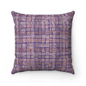 Textured Plaid Square Throw Pillow in Purple