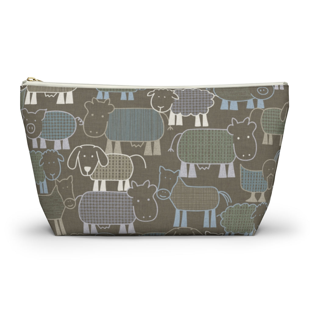 Animal Farm Accessory Pouch w T-bottom in Brown