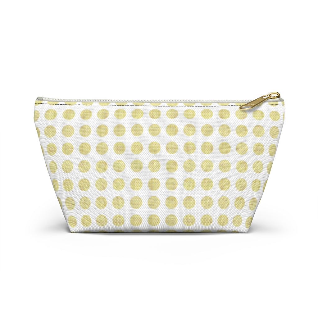 Textured Polka Dots Accessory Pouch w T-bottom in Yellow
