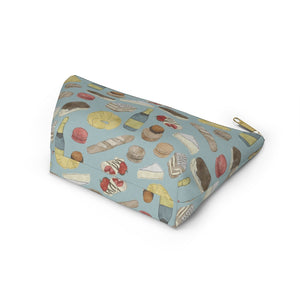 Watercolor French Pastries Accessory Pouch w T-bottom in Aqua