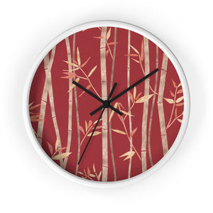 Bamboo Wall Clock in Red