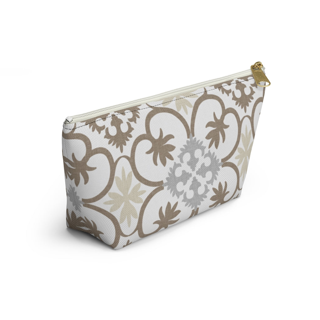 Portugal Tile Accessory Pouch w T-bottom in Brown
