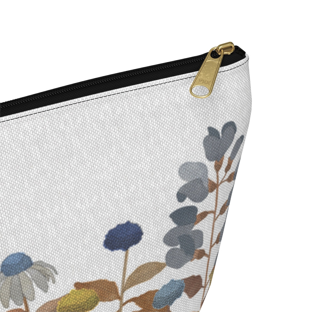 Illustrated Flowers Accessory Pouch w T-bottom in Orange