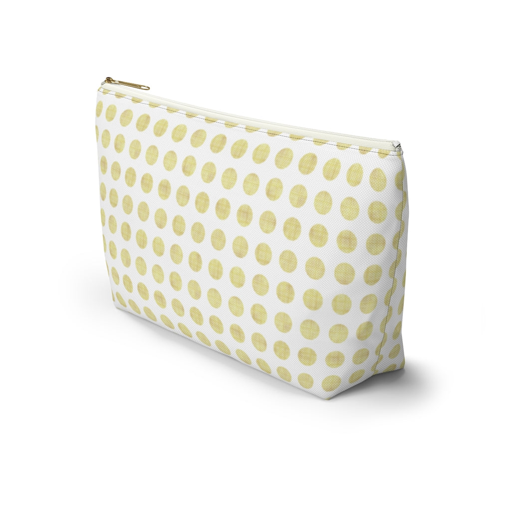 Textured Polka Dots Accessory Pouch w T-bottom in Yellow