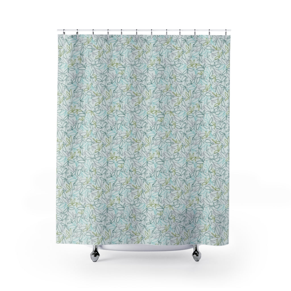 Sketch Leaf Shower Curtain in Teal