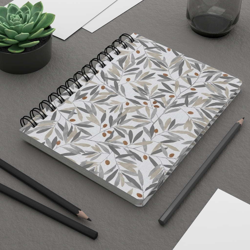 Olive Branch Spiral Bound Journal in Gray
