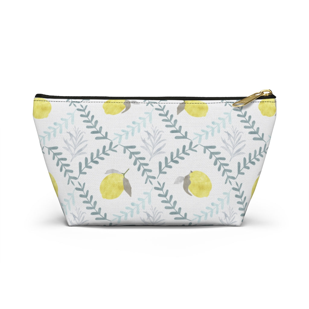 Lemon Tile Accessory Pouch w T-bottom in Aqua