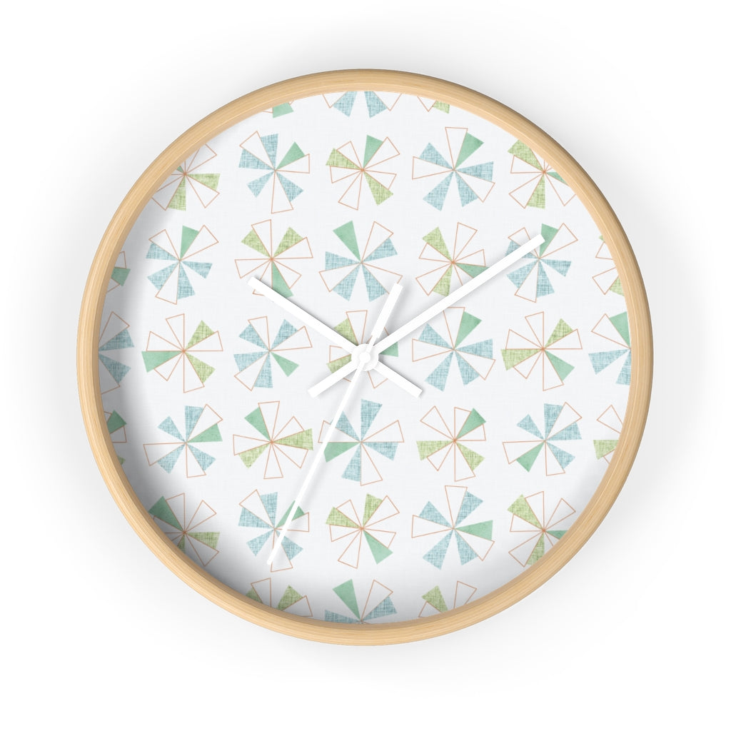 Mini Pinwheels Wall Clock in Aqua