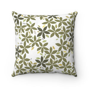 Snowbell Square Throw Pillow in Green