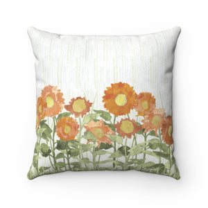 Sunflower Field Square Throw Pillow in Orange