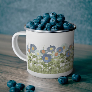 Sunflower Field Enamel Mug in Blue