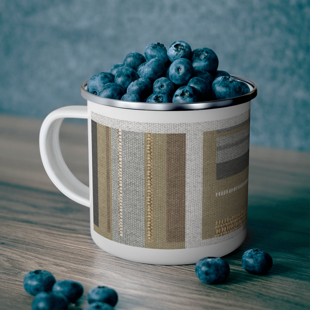 Bird Code Enamel Mug in Gold