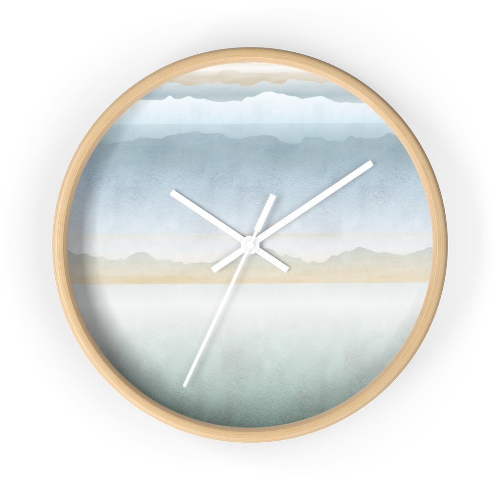Watercolor Mountains Wall Clock in Aqua