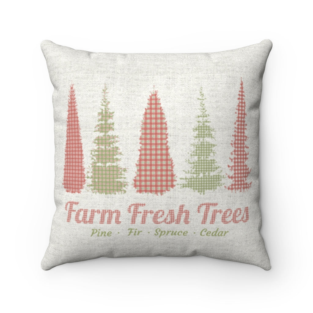 Farm Fresh Square Throw Pillow in Pink