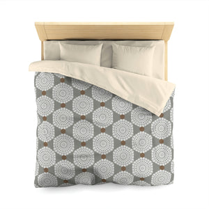 Lace Hexagon Microfiber Duvet Cover in Gray