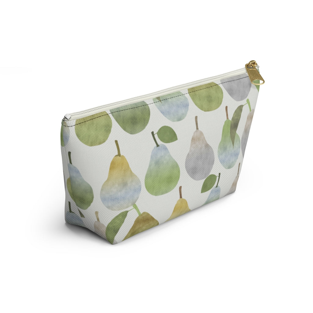 Watercolor Pears Accessory Pouch w T-bottom in Green