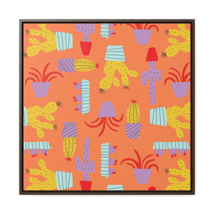 Cactus Framed Gallery Wrap Canvas in Brown