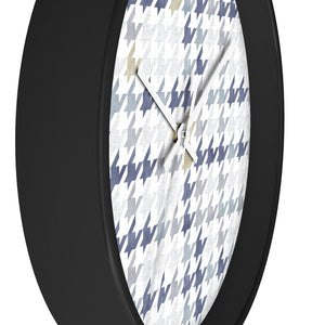 Plaid Houndstooth Wall Clock in Blue