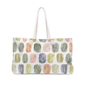 Watercolor Leaf Stamp Weekender Bag in Green