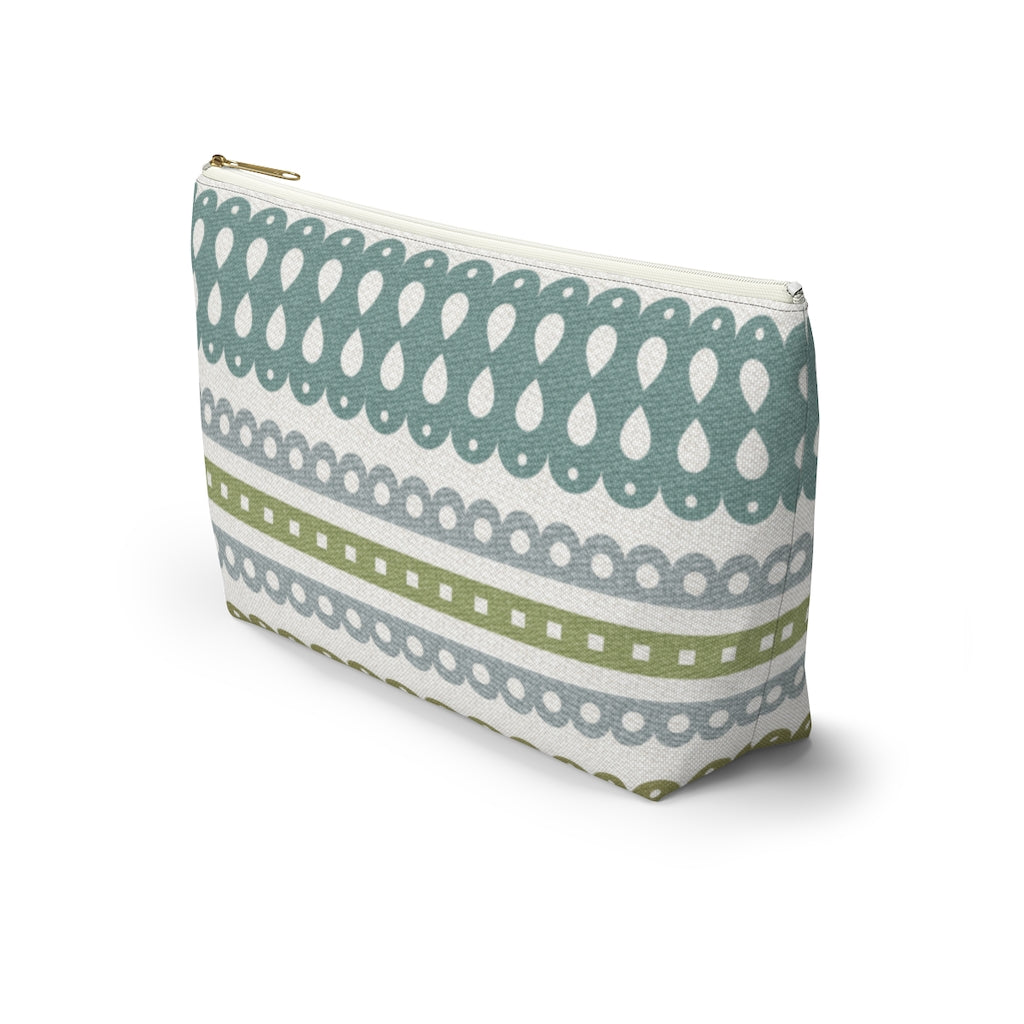 Ribbon Candy Accessory Pouch w T-bottom in Aqua