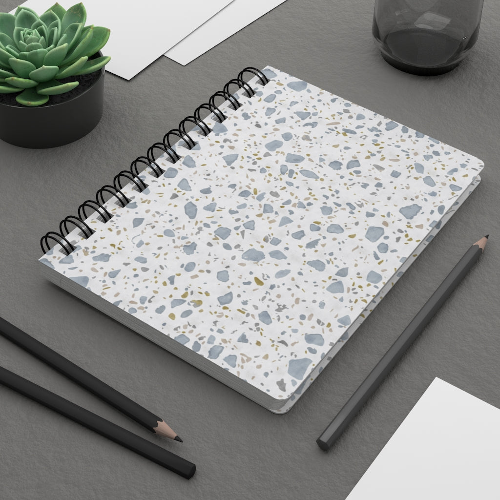 Glass Terrazzo Spiral Bound Journal in Blue