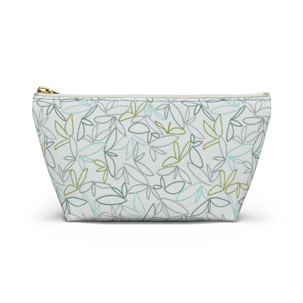Sketch Leaf Accessory Pouch w T-bottom in Teal