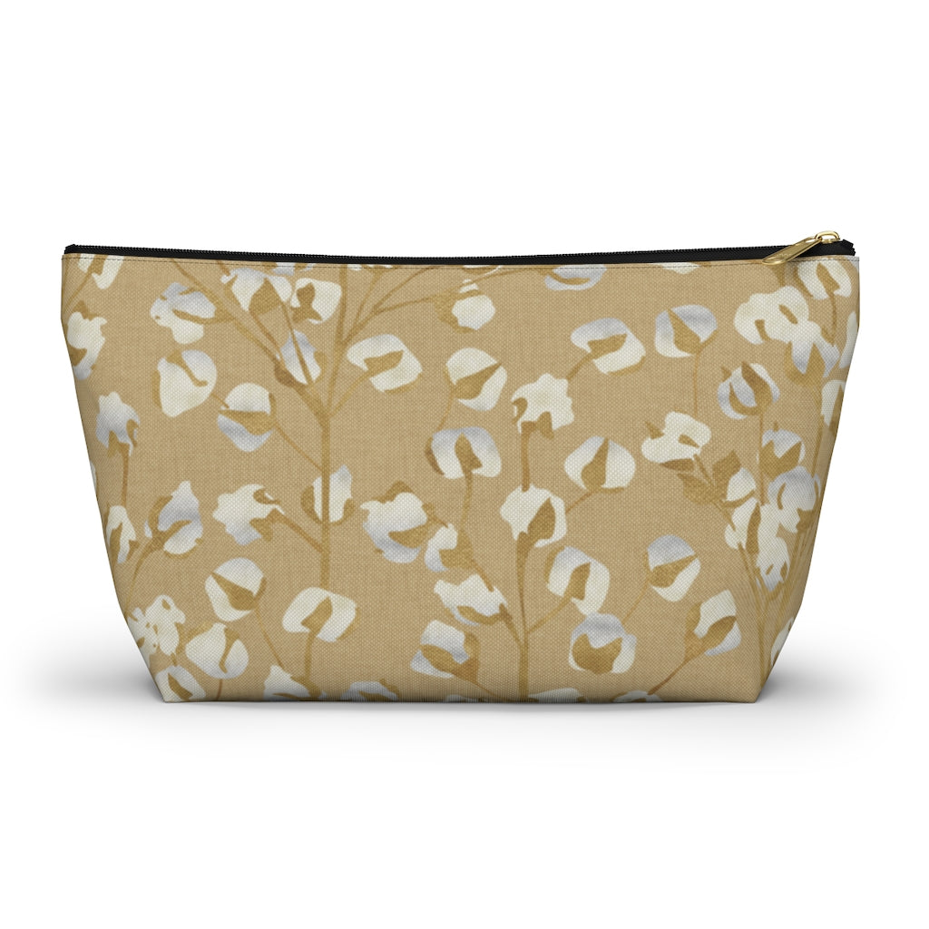 Cotton Branch Accessory Pouch w T-bottom in Gold