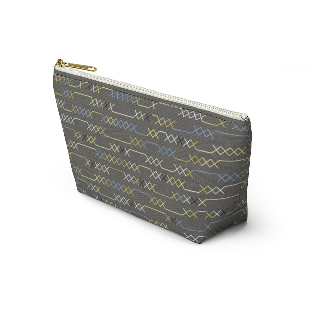 Santa Fe Stitch Accessory Pouch w T-bottom in Gray