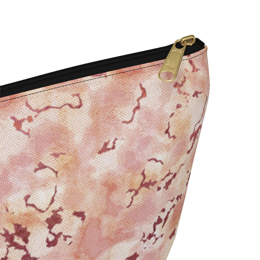 Carrara Marble Accessory Pouch w T-bottom in Pink