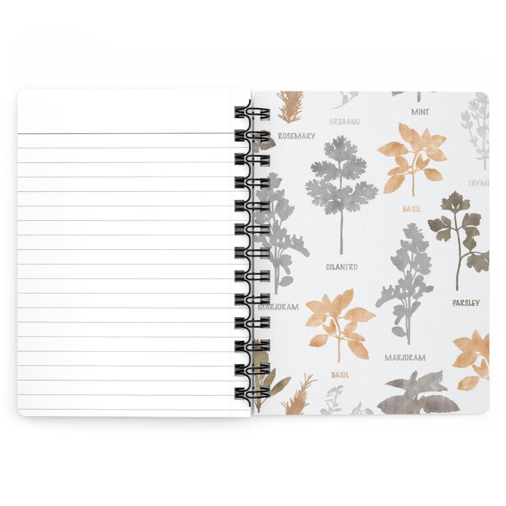 Floral Herbs Spiral Bound Journal in Brown