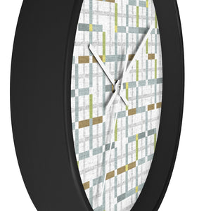 Modern Tartan Wall Clock in Aqua