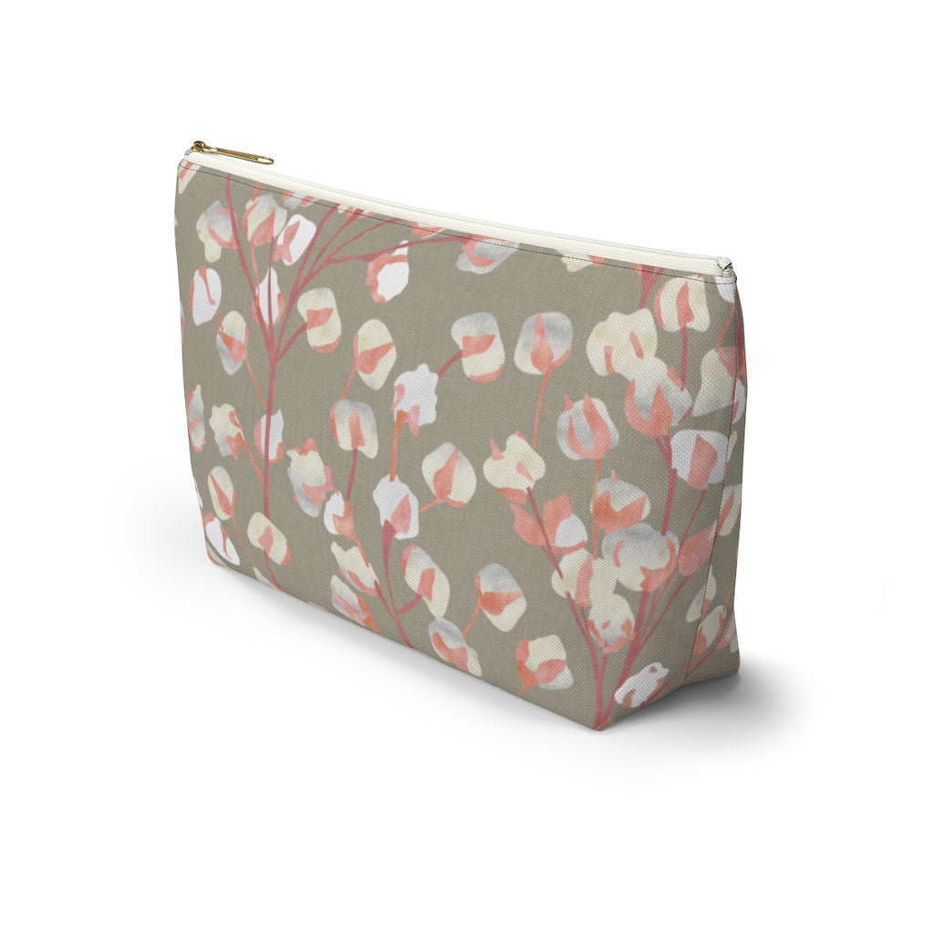 Cotton Branch Accessory Pouch w T-bottom in Pink
