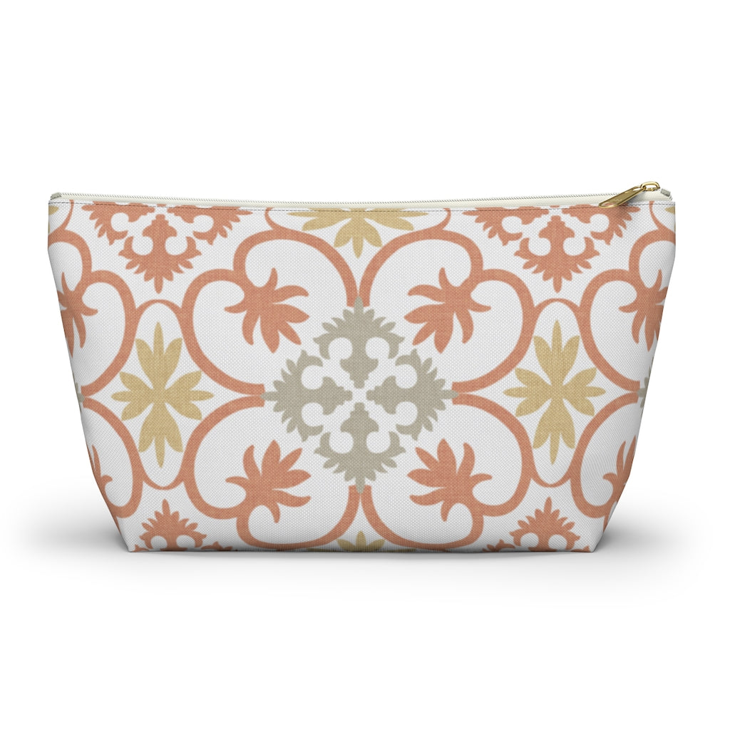 Portugal Tile Accessory Pouch w T-bottom in Orange