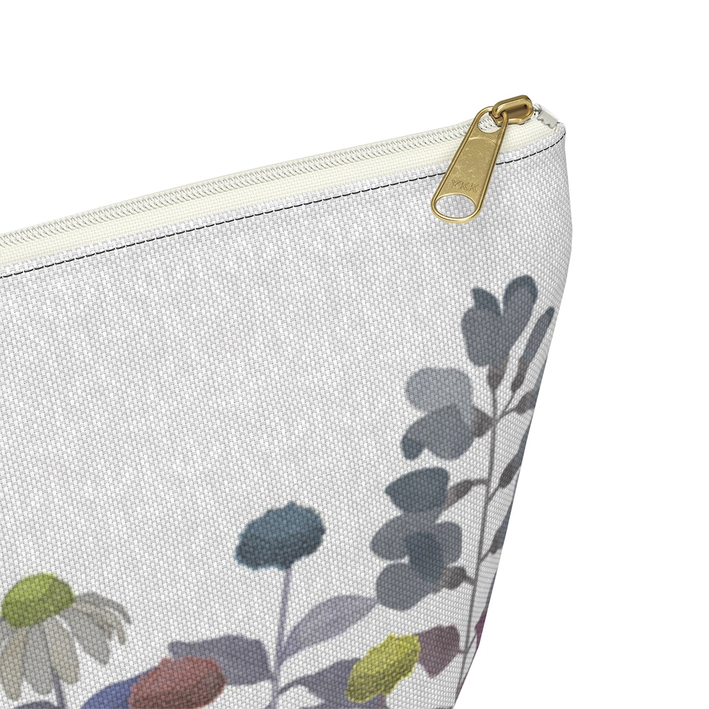 Illustrated Flowers Accessory Pouch w T-bottom in Purple