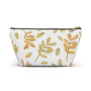 Watercolor Tossed Leaves Accessory Pouch w T-bottom in Yellow