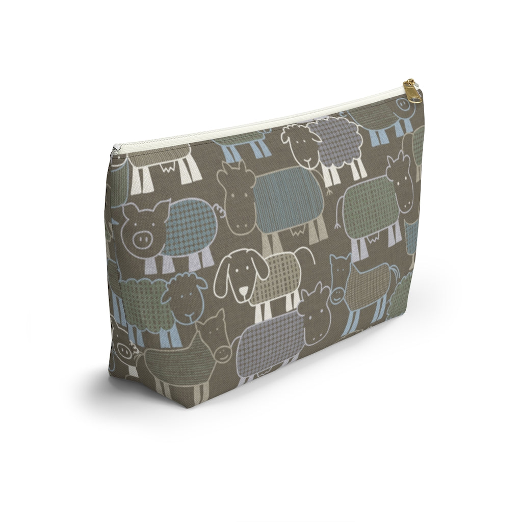 Animal Farm Accessory Pouch w T-bottom in Brown