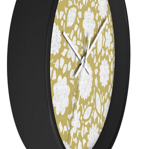 Floral Eyelet Lace Wall Clock in Gold