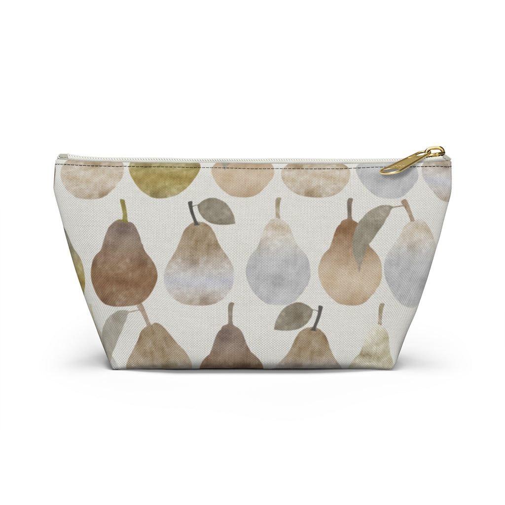 Watercolor Pears Accessory Pouch w T-bottom in Brown
