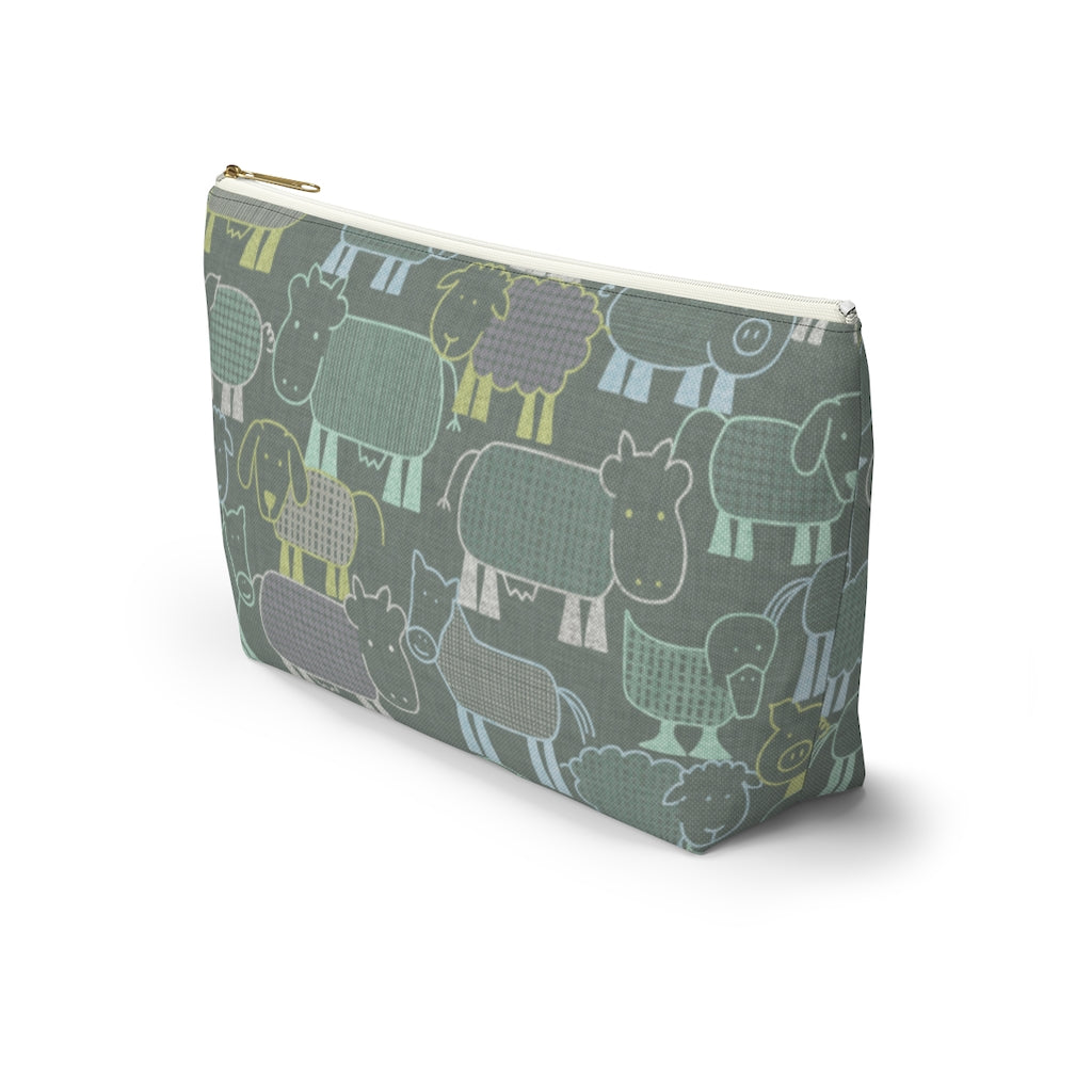Animal Farm Accessory Pouch w T-bottom in Aqua